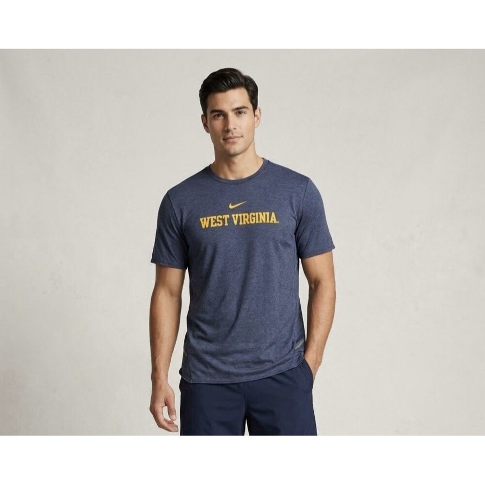 Nike West Virginia Mountaineers Shirt Mens XL Blue Dri-Fit Performance Athletic